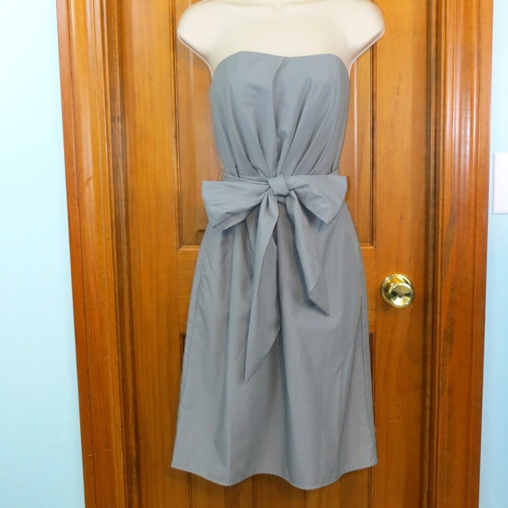Tevolio Grey Strapless Dress Lined Pockets Bodice Pleating Short Size 8